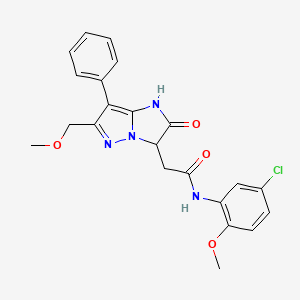 molecular formula C22H21ClN4O4 B2672286 N-(5-氯-2-甲氧基苯基)-2-(6-(甲氧基甲基)-2-氧代-7-苯基-2,3-二氢-1H-咪唑并[1,2-b]吡唑-3-基)乙酰胺 CAS No. 1421510-04-4