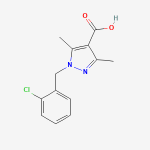 molecular formula C13H13ClN2O2 B2672297 1-(2-Chloro-benzyl)-3,5-dimethyl-1H-pyrazole-4-carboxylic acid CAS No. 882233-17-2