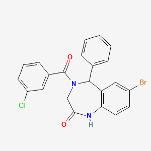 molecular formula C22H16BrClN2O2 B2672299 7-bromo-4-(3-chlorobenzoyl)-5-phenyl-4,5-dihydro-1H-benzo[e][1,4]diazepin-2(3H)-one CAS No. 313683-86-2