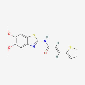 molecular formula C16H14N2O3S2 B2672302 (E)-N-(5,6-dimethoxybenzo[d]thiazol-2-yl)-3-(thiophen-2-yl)acrylamide CAS No. 895438-80-9