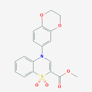 molecular formula C18H15NO6S B2672304 methyl 4-(2,3-dihydro-1,4-benzodioxin-6-yl)-4H-1,4-benzothiazine-2-carboxylate 1,1-dioxide CAS No. 1291849-36-9