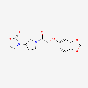 molecular formula C17H20N2O6 B2672310 3-{1-[2-(2H-1,3-benzodioxol-5-yloxy)propanoyl]pyrrolidin-3-yl}-1,3-oxazolidin-2-one CAS No. 2097931-01-4