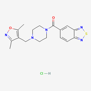 molecular formula C17H20ClN5O2S B2672311 Benzo[c][1,2,5]thiadiazol-5-yl(4-((3,5-dimethylisoxazol-4-yl)methyl)piperazin-1-yl)methanone hydrochloride CAS No. 1351609-76-1