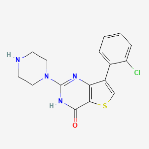 molecular formula C16H15ClN4OS B2672313 7-(2-chlorophenyl)-2-piperazin-1-ylthieno[3,2-d]pyrimidin-4(3H)-one CAS No. 1707562-54-6