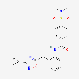 molecular formula C21H22N4O4S B2672321 N-(2-((3-cyclopropyl-1,2,4-oxadiazol-5-yl)methyl)phenyl)-4-(N,N-dimethylsulfamoyl)benzamide CAS No. 1797537-79-1