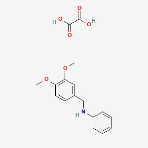 N-[(3,4-dimethoxyphenyl)methyl]aniline;oxalic acid
