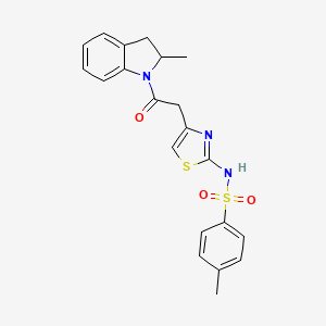 4-methyl-N-(4-(2-(2-methylindolin-1-yl)-2-oxoethyl)thiazol-2-yl)benzenesulfonamide