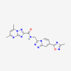 5,7-dimethyl-N-((7-(3-methyl-1,2,4-oxadiazol-5-yl)-[1,2,4]triazolo[4,3-a]pyridin-3-yl)methyl)-[1,2,4]triazolo[1,5-a]pyrimidine-2-carboxamide