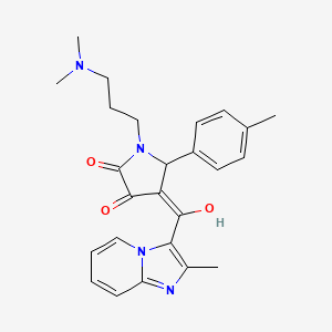 molecular formula C25H28N4O3 B2672343 (4E)-1-[3-(二甲胺基)丙基]-4-[羟基-(2-甲基咪唑并[1,2-a]吡啶-3-基)甲基亚甲基]-5-(4-甲基苯基)吡咯烷-2,3-二酮 CAS No. 630056-76-7