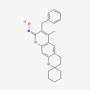 molecular formula C25H27NO3 B2672345 7'-Benzyl-6'-methyl-3',4'-dihydro-8'H-spiro[cyclohexane-1,2'-pyrano[3,2-g]chromen]-8'-one oxime CAS No. 1014086-04-4