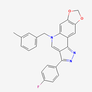 molecular formula C25H18FN3O2 B2672358 3-(4-fluorophenyl)-5-(3-methylbenzyl)-5H-[1,3]dioxolo[4,5-g]pyrazolo[4,3-c]quinoline CAS No. 866345-13-3