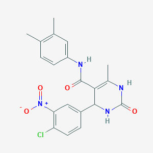 molecular formula C20H19ClN4O4 B2672369 4-(4-chloro-3-nitrophenyl)-N-(3,4-dimethylphenyl)-6-methyl-2-oxo-1,2,3,4-tetrahydropyrimidine-5-carboxamide CAS No. 941948-19-2