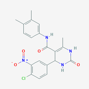 molecular formula C20H19ClN4O4 B2672369 4-(4-氯-3-硝基苯基)-N-(3,4-二甲基苯基)-6-甲基-2-氧代-1,2,3,4-四氢嘧啶-5-羧酰胺 CAS No. 941948-19-2