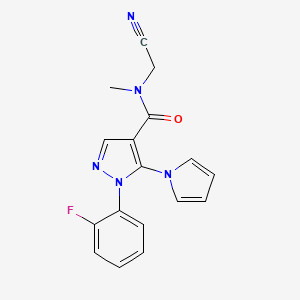 molecular formula C17H14FN5O B2672370 N-(cyanomethyl)-1-(2-fluorophenyl)-N-methyl-5-(1H-pyrrol-1-yl)-1H-pyrazole-4-carboxamide CAS No. 1241585-05-6