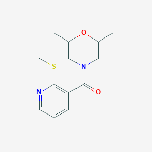 molecular formula C13H18N2O2S B2672371 2,6-Dimethyl-4-[2-(methylsulfanyl)pyridine-3-carbonyl]morpholine CAS No. 1118800-42-2