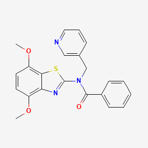 molecular formula C22H19N3O3S B2672372 N-(4,7-二甲氧基苯并[d]噻唑-2-基)-N-(吡啶-3-基甲基)苯甲酰胺 CAS No. 895429-58-0