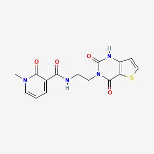 molecular formula C15H14N4O4S B2672378 N-(2-(2,4-dioxo-1,2-dihydrothieno[3,2-d]pyrimidin-3(4H)-yl)ethyl)-1-methyl-2-oxo-1,2-dihydropyridine-3-carboxamide CAS No. 2034353-85-8