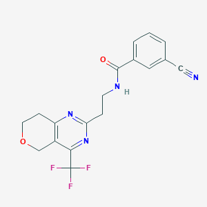 3-cyano-N-(2-(4-(trifluoromethyl)-7,8-dihydro-5H-pyrano[4,3-d]pyrimidin-2-yl)ethyl)benzamide