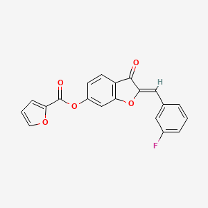 molecular formula C20H11FO5 B2672400 (Z)-2-(3-fluorobenzylidene)-3-oxo-2,3-dihydrobenzofuran-6-yl furan-2-carboxylate CAS No. 622360-79-6