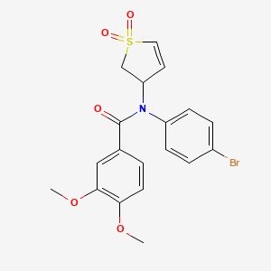 molecular formula C19H18BrNO5S B2672402 N-(4-bromophenyl)-N-(1,1-dioxido-2,3-dihydrothiophen-3-yl)-3,4-dimethoxybenzamide CAS No. 863445-66-3