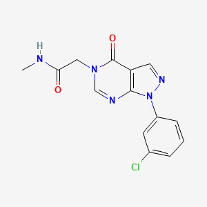 molecular formula C14H12ClN5O2 B2672408 2-[1-(3-氯苯基)-4-氧代吡唑啉[3,4-d]嘧啶-5-基]-N-甲基乙酰胺 CAS No. 778623-11-3