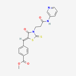 molecular formula C20H17N3O4S2 B2672413 (Z)-methyl 4-((4-oxo-3-(3-oxo-3-(pyridin-3-ylamino)propyl)-2-thioxothiazolidin-5-ylidene)methyl)benzoate CAS No. 536720-51-1