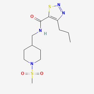 molecular formula C13H22N4O3S2 B2672417 N-((1-(methylsulfonyl)piperidin-4-yl)methyl)-4-propyl-1,2,3-thiadiazole-5-carboxamide CAS No. 1234796-79-2