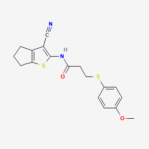 N-(3-cyano-5,6-dihydro-4H-cyclopenta[b]thiophen-2-yl)-3-((4-methoxyphenyl)thio)propanamide