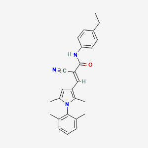 (E)-2-cyano-3-[1-(2,6-dimethylphenyl)-2,5-dimethylpyrrol-3-yl]-N-(4-ethylphenyl)prop-2-enamide
