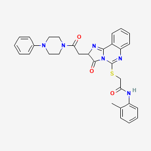 molecular formula C31H30N6O3S B2672445 N-(2-methylphenyl)-2-({3-oxo-2-[2-oxo-2-(4-phenylpiperazin-1-yl)ethyl]-2H,3H-imidazo[1,2-c]quinazolin-5-yl}sulfanyl)acetamide CAS No. 1173787-66-0