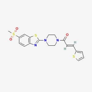 molecular formula C19H19N3O3S3 B2672448 (E)-1-(4-(6-(methylsulfonyl)benzo[d]thiazol-2-yl)piperazin-1-yl)-3-(thiophen-2-yl)prop-2-en-1-one CAS No. 941962-10-3