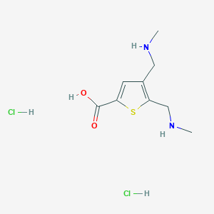 molecular formula C9H16Cl2N2O2S B2672457 4,5-Bis[(methylamino)methyl]thiophene-2-carboxylic acid dihydrochloride CAS No. 1909317-20-9