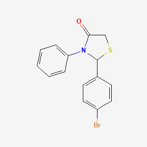 molecular formula C15H12BrNOS B2672458 2-(4-Bromophenyl)-3-phenyl-1,3-thiazolidin-4-one CAS No. 128914-28-3