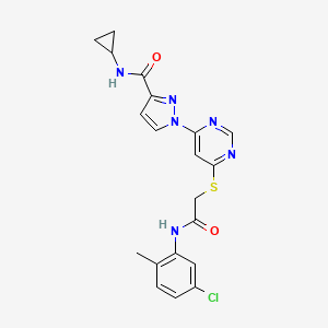 1-(6-((2-((5-chloro-2-methylphenyl)amino)-2-oxoethyl)thio)pyrimidin-4-yl)-N-cyclopropyl-1H-pyrazole-3-carboxamide