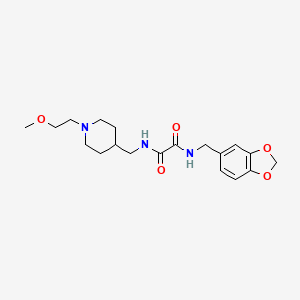 molecular formula C19H27N3O5 B2672473 N1-(苯并[d][1,3]二噁杂环-5-基甲基)-N2-((1-(2-甲氧基乙基)哌啶-4-基)甲基)草酰胺 CAS No. 953225-53-1