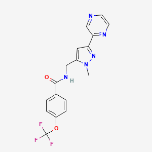 N-((1-methyl-3-(pyrazin-2-yl)-1H-pyrazol-5-yl)methyl)-4-(trifluoromethoxy)benzamide