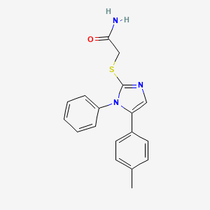 molecular formula C18H17N3OS B2672478 2-((1-phenyl-5-(p-tolyl)-1H-imidazol-2-yl)thio)acetamide CAS No. 1207039-97-1