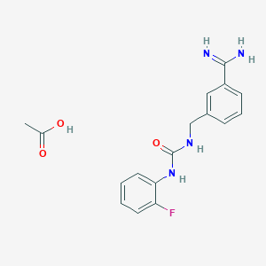 molecular formula C17H19FN4O3 B2672487 Acetic acid;1-[(3-carbamimidoylphenyl)methyl]-3-(2-fluorophenyl)urea CAS No. 2580219-73-2