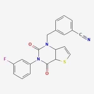 molecular formula C20H12FN3O2S B2672492 3-{[3-(3-fluorophenyl)-2,4-dioxo-1H,2H,3H,4H-thieno[3,2-d]pyrimidin-1-yl]methyl}benzonitrile CAS No. 1326898-00-3