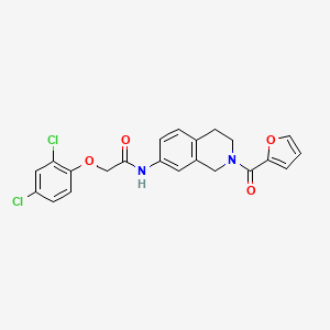 molecular formula C22H18Cl2N2O4 B2672493 2-(2,4-dichlorophenoxy)-N-(2-(furan-2-carbonyl)-1,2,3,4-tetrahydroisoquinolin-7-yl)acetamide CAS No. 955687-08-8