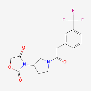 molecular formula C16H15F3N2O4 B2672496 3-(1-(2-(3-(Trifluoromethyl)phenyl)acetyl)pyrrolidin-3-yl)oxazolidine-2,4-dione CAS No. 2034384-04-6