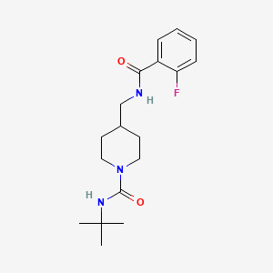 molecular formula C18H26FN3O2 B2672498 N-(叔丁基)-4-((2-氟苯甲酰胺基)甲基)哌啶-1-甲酰胺 CAS No. 1235080-99-5