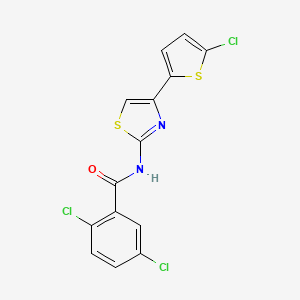 molecular formula C14H7Cl3N2OS2 B2672501 2,5-dichloro-N-[4-(5-chlorothiophen-2-yl)-1,3-thiazol-2-yl]benzamide CAS No. 476282-14-1