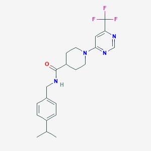 molecular formula C21H25F3N4O B2672509 N-(4-isopropylbenzyl)-1-[6-(trifluoromethyl)pyrimidin-4-yl]piperidine-4-carboxamide CAS No. 1775411-34-1