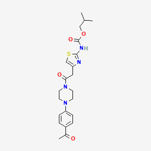 molecular formula C22H28N4O4S B2672513 Isobutyl (4-(2-(4-(4-acetylphenyl)piperazin-1-yl)-2-oxoethyl)thiazol-2-yl)carbamate CAS No. 946285-32-1