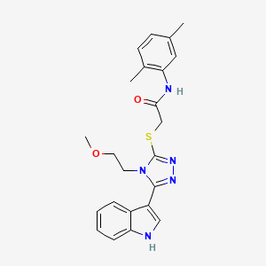 molecular formula C23H25N5O2S B2672520 2-((5-(1H-indol-3-yl)-4-(2-methoxyethyl)-4H-1,2,4-triazol-3-yl)thio)-N-(2,5-dimethylphenyl)acetamide CAS No. 438031-09-5