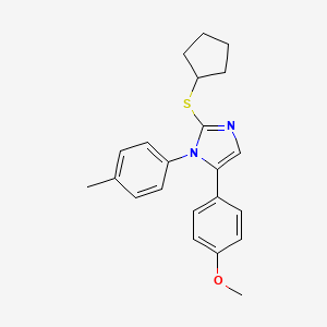 molecular formula C22H24N2OS B2672523 2-(cyclopentylthio)-5-(4-methoxyphenyl)-1-(p-tolyl)-1H-imidazole CAS No. 1207008-26-1
