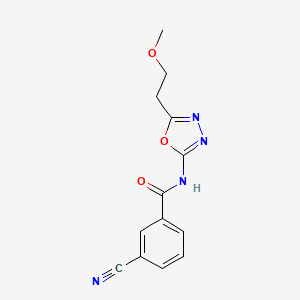 molecular formula C13H12N4O3 B2672529 3-cyano-N-(5-(2-methoxyethyl)-1,3,4-oxadiazol-2-yl)benzamide CAS No. 1396871-78-5