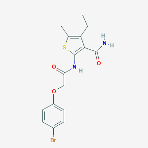 molecular formula C16H17BrN2O3S B267253 2-{[(4-Bromophenoxy)acetyl]amino}-4-ethyl-5-methyl-3-thiophenecarboxamide 