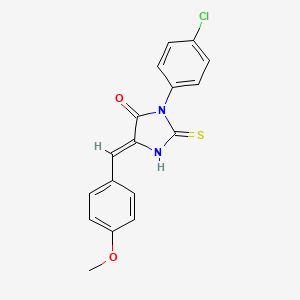 molecular formula C17H13ClN2O2S B2672535 (5Z)-3-(4-chlorophenyl)-5-[(4-methoxyphenyl)methylidene]-2-sulfanylideneimidazolidin-4-one CAS No. 55338-23-3